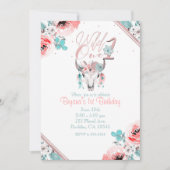 Invitation de 1er anniversaire florale Boho Chic W (Devant)