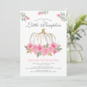 Invitation de 1er anniversaire florale Citrouille (Debout devant)
