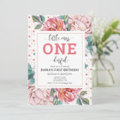 Invitation de 1er anniversaire florale rose (Debout devant)