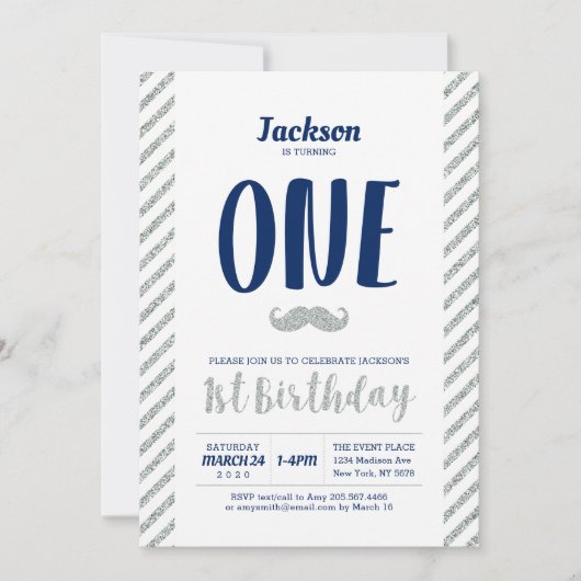 Invitation de 1er anniversaire garçon, barbe à pap (Devant)