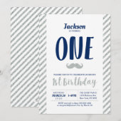 Invitation de 1er anniversaire garçon, barbe à pap (Devant / Derrière)