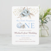 Invitation de 1er anniversaire garçon Boho Blue Pu (Debout devant)