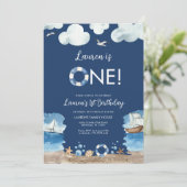 Invitation de 1er anniversaire Marine Nautical (Debout devant)