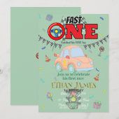 Invitation de 1er anniversaire modifiable garçon d (Devant / Derrière)