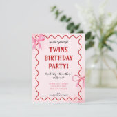 invitation de 1er anniversaire rose vif (Debout devant)