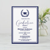 Invitation de 2022 Navy Blue Border Graduation Par (Debout devant)