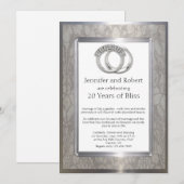 Invitation de 20e anniversaire de mariage en plati (Devant / Derrière)