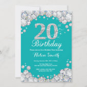 Invitation de 20e anniversaire Diamant Turquoise e (Devant)