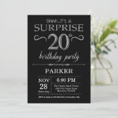 Invitation de 20e anniversaire Surprise Black and  (Debout devant)