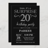 Invitation de 20e anniversaire Surprise Black and  (Devant / Derrière)
