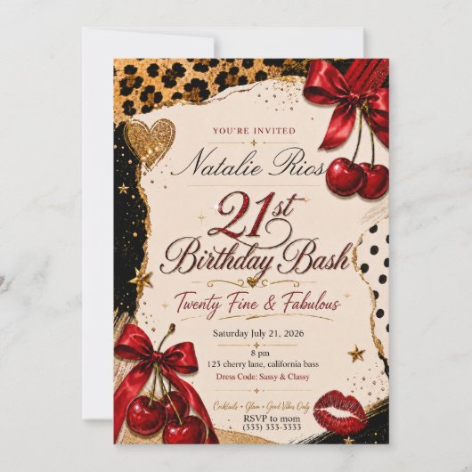 Invitation de 21e anniversaire classe et impertine (Devant)