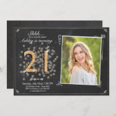 invitation de 21e anniversaire surprise Chalkboard (Devant / Derrière)