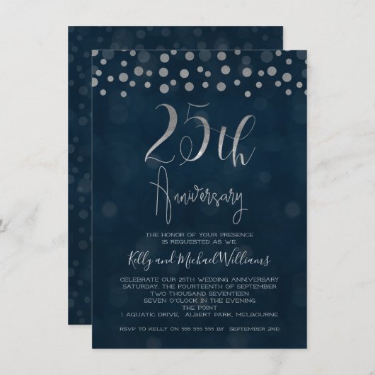 Invitation de 25e anniversaire de mariage en faux (Devant / Derrière)