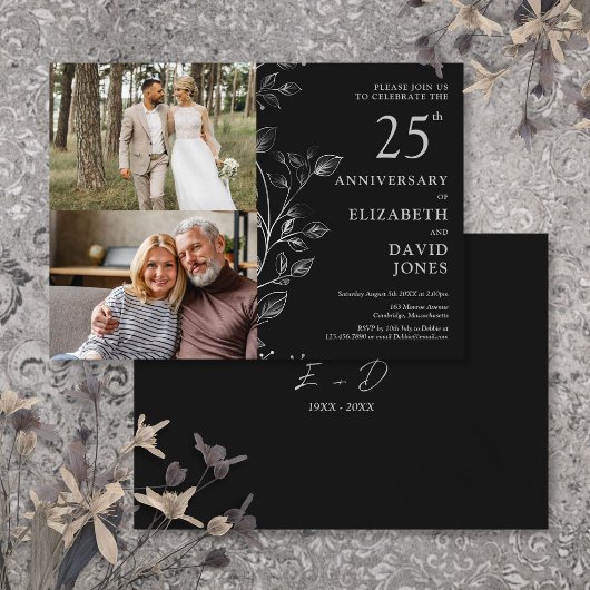 Invitation de 2 photos pour les 25 ans de mariage