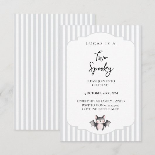 Invitation de 2e anniversaire de Chauve-souris Mig (Devant / Derrière)