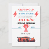 Invitation de 2e anniversaire de voiture de course (Devant)