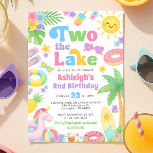 Invitation de 2e anniversaire fille - Deux le lac