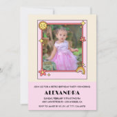 Invitation de 2e anniversaire Retro Super rose flo (Devant)