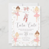 Invitation de 2e anniversaire rose Tutu Cute Balle (Devant)
