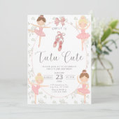 Invitation de 2e anniversaire rose Tutu Cute Balle (Debout devant)