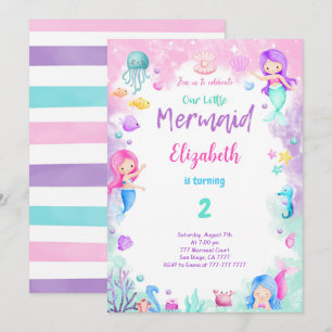Invitation de 2e anniversaire sirène