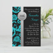 Invitation de 30e anniversaire Aqua, Black et Silv (Debout devant)