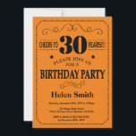 Invitation de 30e anniversaire Noir et orange<br><div class="desc">30e anniversaire Invitation Typographie noir et orange. Arrière - plan noir et orange. Anniversaire adulte. Hommes ou Femmes Anniversaire. Enfants Garçon ou fille Ado Anniversaire adolescent Invitation . 13ème 15ème 16ème 18ème 20ème 21ème 30ème 40ème 50ème 60ème 70ème 80ème 90ème 100ème. N'Importe Quel Âge. Pour plus de personnalisation, cliquez sur...</div>
