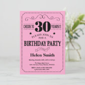 Invitation de 30e anniversaire noir et rose (Debout devant)
