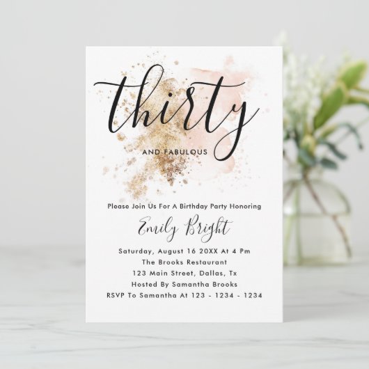 Invitation de 30e anniversaire rose et or (Debout devant)