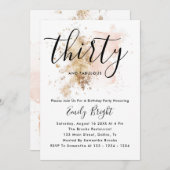Invitation de 30e anniversaire rose et or (Devant / Derrière)