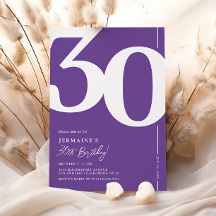 Invitation de 30e anniversaire violet élégant