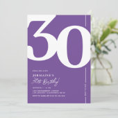 Invitation de 30e anniversaire violet élégant (Debout devant)