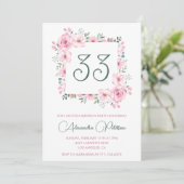 Invitation de 33e anniversaire Boho Floral Pink El (Debout devant)