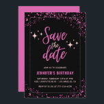 Invitation de 34e anniversaire Pink Black Enregist<br><div class="desc">Invitations rose 34e anniversaire Enregistrer la date noir Glam chic parties scintillant scintillant</div>