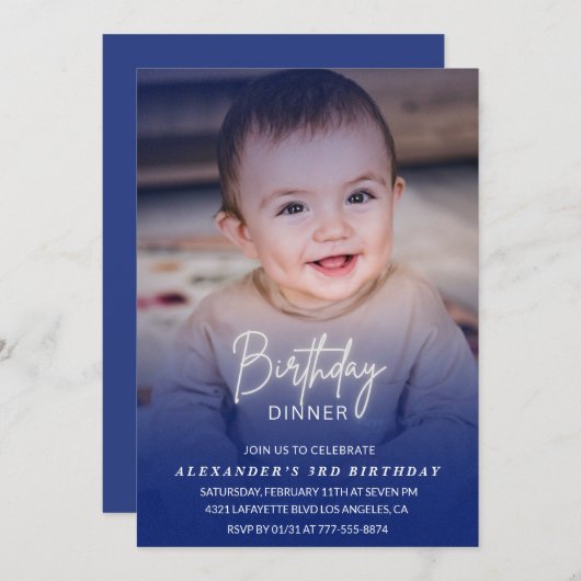Invitation de 3e anniversaire Anniversaire Dîner P (Devant / Derrière)