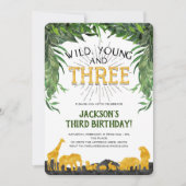 Invitation de 3e anniversaire, Wild young et trois (Devant)