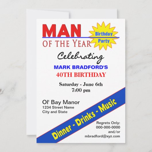 Invitation de 40e anniversaire - Couverture de mag (Dos)