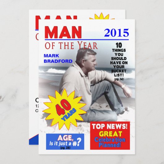 Invitation de 40e anniversaire - Couverture de mag (Devant / Derrière)