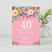 Invitation de 40e anniversaire de la florale rose (Debout devant)
