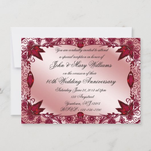 Invitation de 40e anniversaire de mariage Ruby 4,5 (Dos)