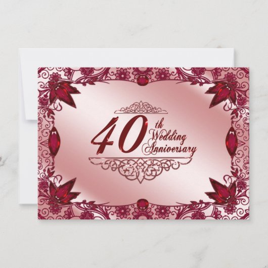 Invitation de 40e anniversaire de mariage Ruby 4,5 (Devant)