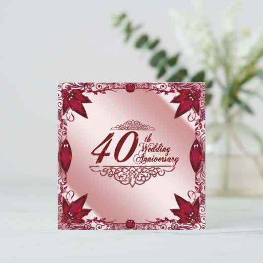 Invitation de 40e anniversaire de mariage Ruby 5,2 (Debout devant)