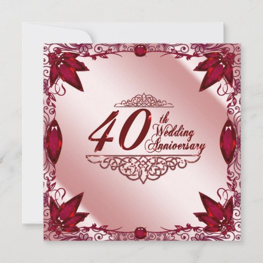 Invitation de 40e anniversaire de mariage Ruby 5,2 (Devant)