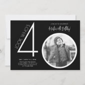 Invitation de 40e anniversaire de photo moderne no (Devant)