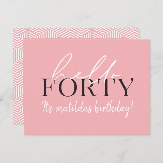 Invitation de 40e anniversaire de script et géomét (Devant / Derrière)