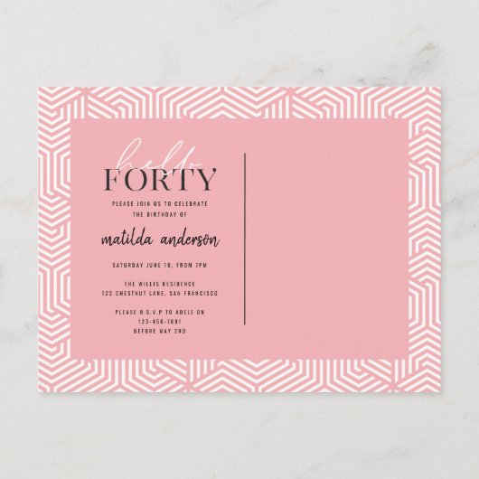 Invitation de 40e anniversaire de script et géomét (Dos)