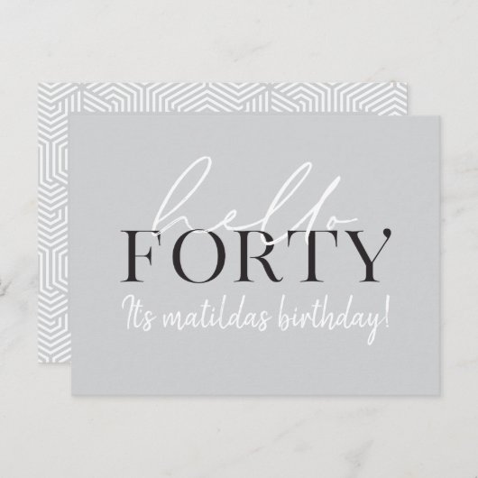 Invitation de 40e anniversaire de script et géomét (Devant / Derrière)