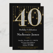 Invitation de 40e anniversaire Diamants noirs d'or (Devant / Derrière)