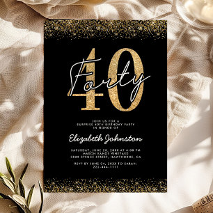 Invitation de 40e anniversaire en or noir de luxe