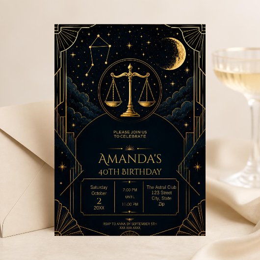 Invitation de 40e anniversaire Luxe Art Déco Balan